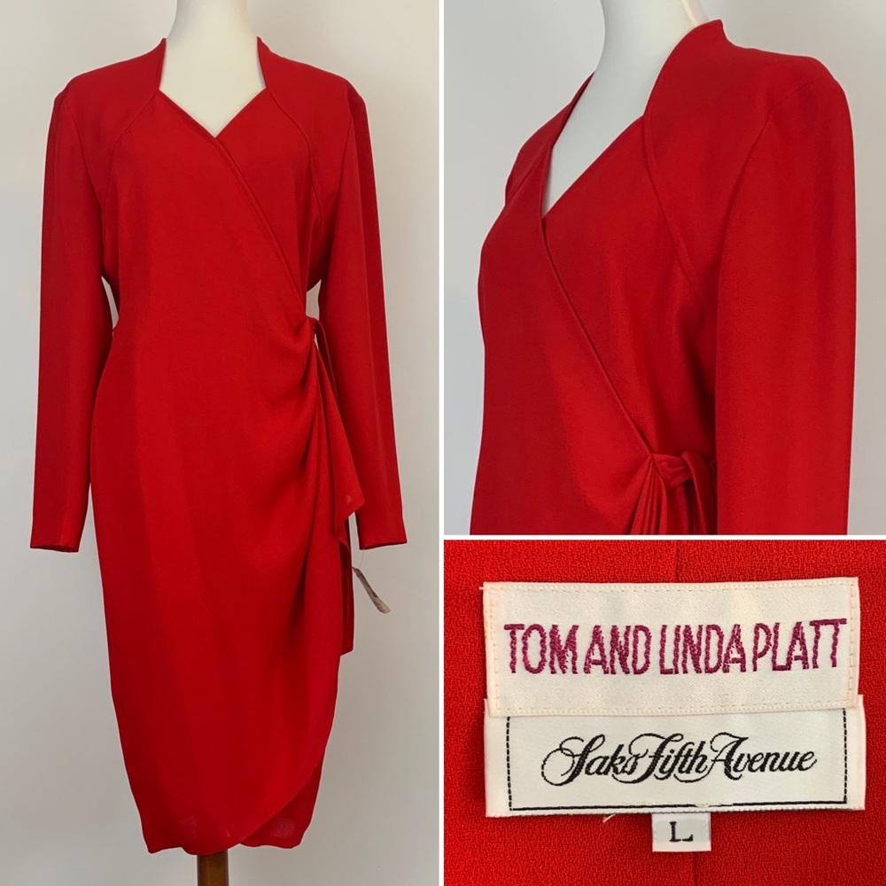 VTG Tom & Linda Saks Fifth Avenue Red Wrap Dress